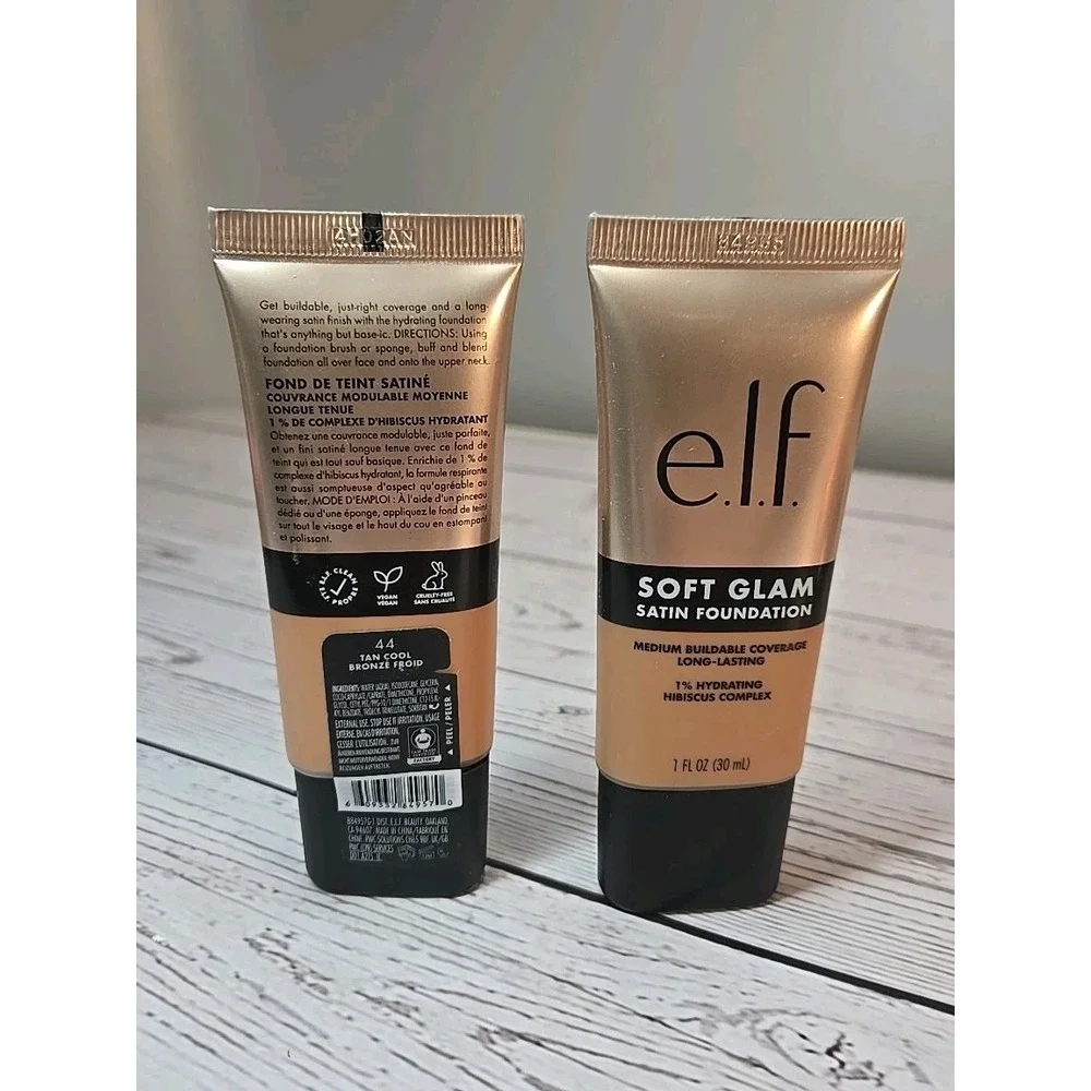 2 Pack - E.L.F. Soft Glam Foundation Medium Coverage‎ Long-Lasting, 44 Tan Cool